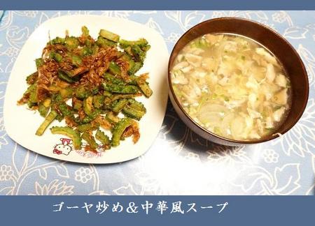 夜２：ゴーヤ＆中華風スープ.JPG